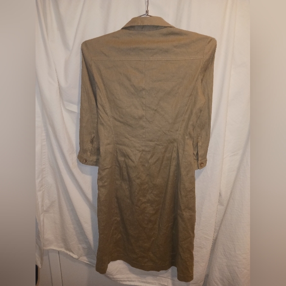 Tahari Khaki Button-Up Shirt Dress Size 4 - Picture 2 of 3